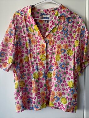 Sandro Smiley Floral Linen Top